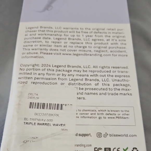 Bliss Triple Barrel Waver - White and Silver - Picture 3 of 6